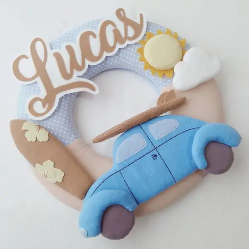 Guirlanda Surf ou Praia: Prancha, Fusca, Sol e Nuvem - Lucas