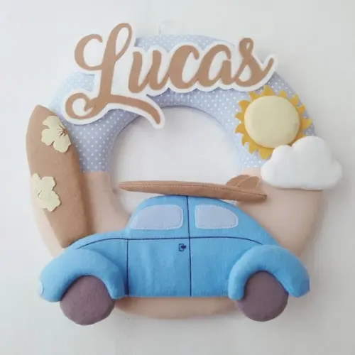 Guirlanda Surf ou Praia: Prancha, Fusca, Sol e Nuvem - Lucas