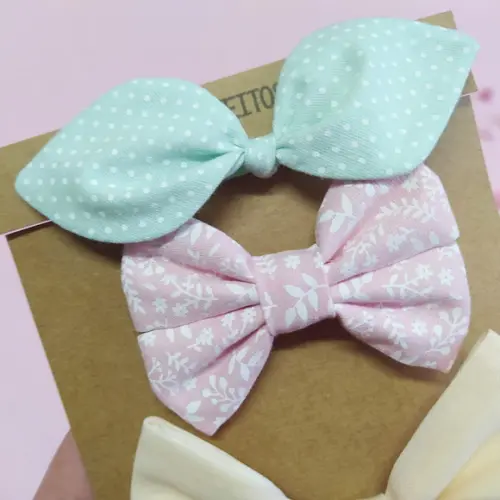 Kit 3 Laços Isa P, Libélula e Bella m - Verde, Rosa e Creme