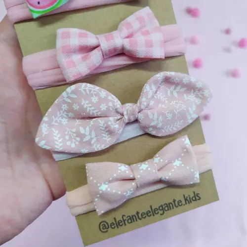 Kit 5 Faixinhas Laços Baby - Laços Borboleta e Isa