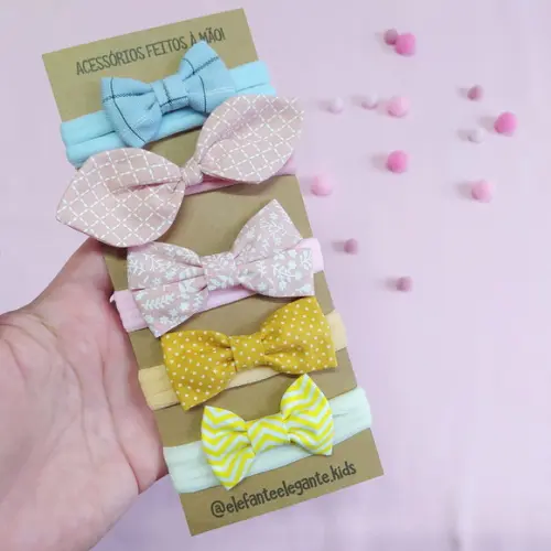 Kit 5 Faixinhas Laço Baby - Laços Borboleta, Libélula e Isa