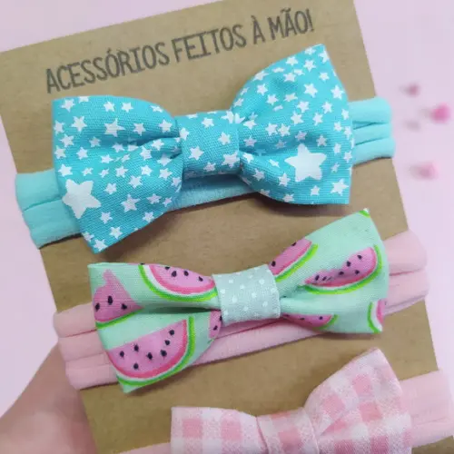 Kit 5 Faixinhas Laços Baby - Laços Borboleta e Isa