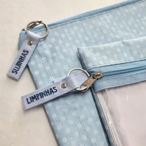 Kit Organizadores Roupa Limpa e Suja - Poá Azul Bebê
