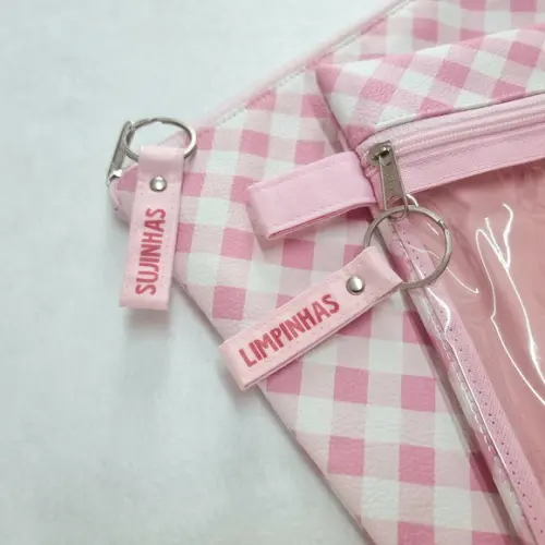 Kit Organizadores Roupa Limpa e Suja - Xadrez Rosa