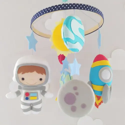 Móbile de Berço Espacial - Astronauta, Foguete e Planetas