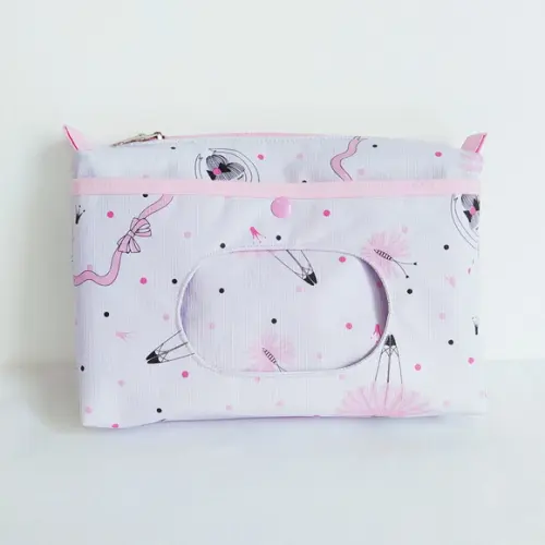 Necessaire Porta Fraldas e Lenço Umedecido - Bailarinas