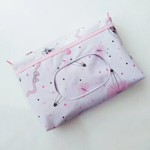 Necessaire Porta Fraldas e Lenço Umedecido - Bailarinas