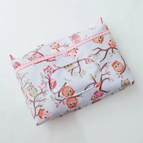 Necessaire Porta Fraldas e Lenço Umedecido - Corujas