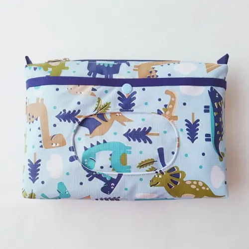 Necessaire Porta Fraldas e Lenço Umedecido - Dinossauros