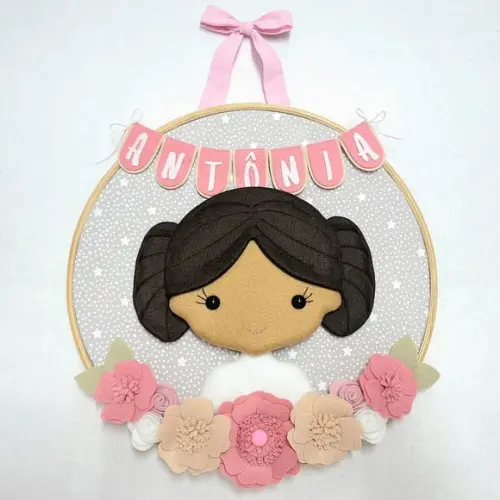 Quadro Bastidor Maternidade Menininha Princesa Antonia