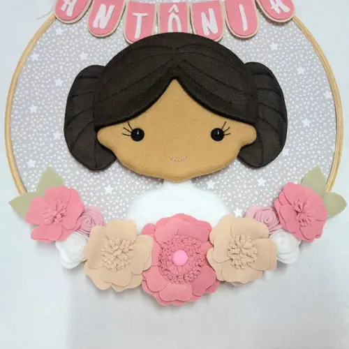 Quadro Bastidor Maternidade Menininha Princesa Antonia