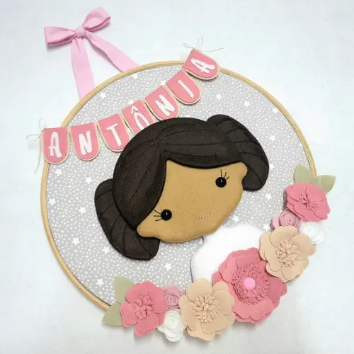 Quadro Bastidor Maternidade Menininha Princesa Antonia
