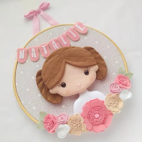 Quadro Bastidor Maternidade Menininha Princesa Natalie