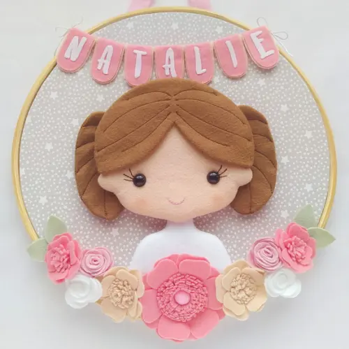 Quadro Bastidor Maternidade Menininha Princesa Natalie