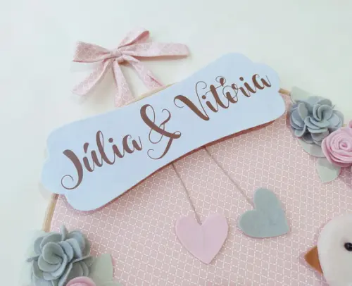 Quadro Bastidor Passarinhos - Gêmeas Júlia e Vitória