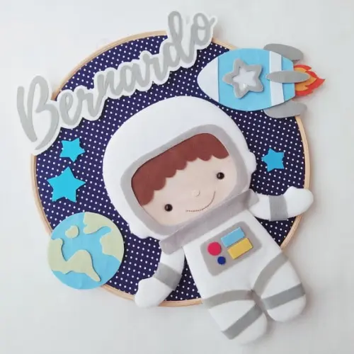 Quadro Bastidor Porta de Maternidade Astronauta - Bernardo