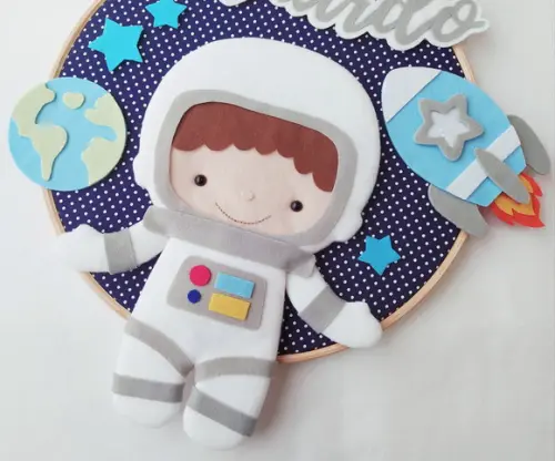Quadro Bastidor Porta de Maternidade Astronauta - Bernardo