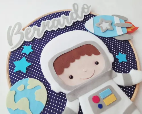 Quadro Bastidor Porta de Maternidade Astronauta - Bernardo