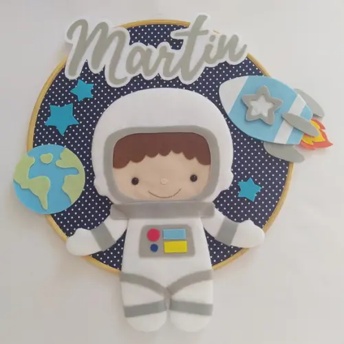 Quadro Bastidor Porta de Maternidade Astronauta Martin