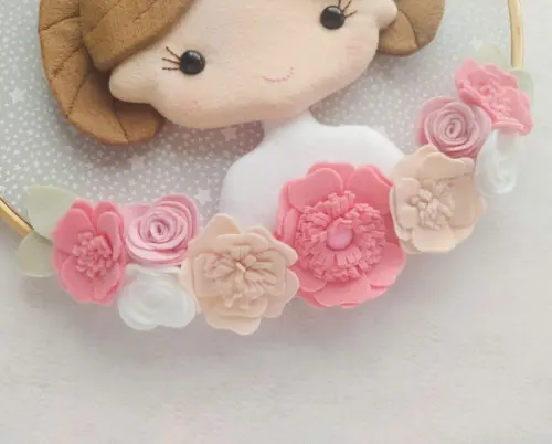Quadro Bastidor Porta de Maternidade Menininha Princesa Léia