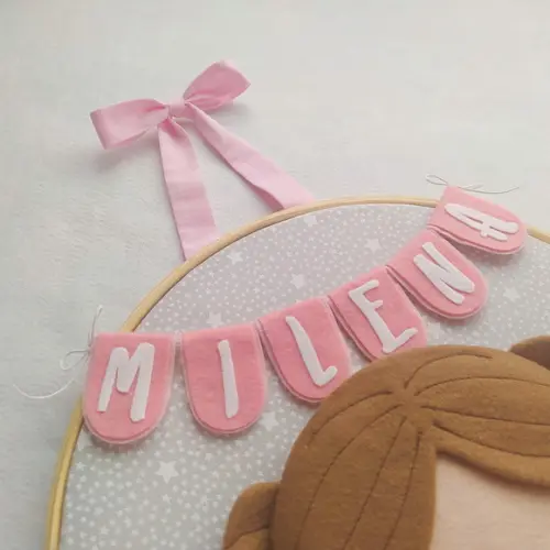 Quadro Bastidor Porta de Maternidade Menininha Princesa Léia