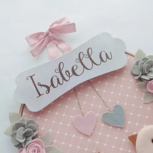 Quadro Bastidor Porta de Maternidade Passarinhos - Isabella