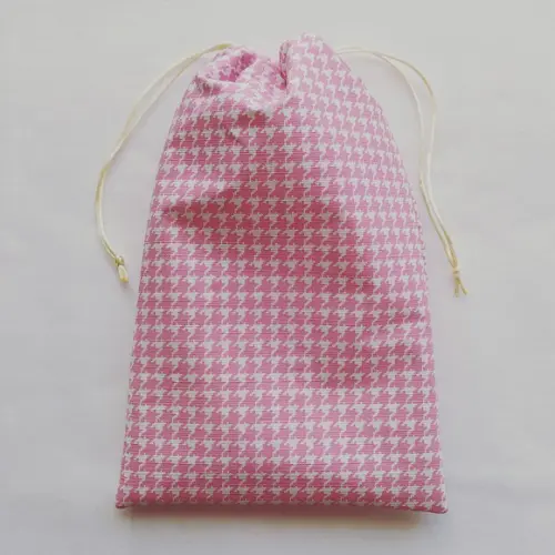 Saco Impermeável para Roupas 18x30 - Pied de Poule Rosa