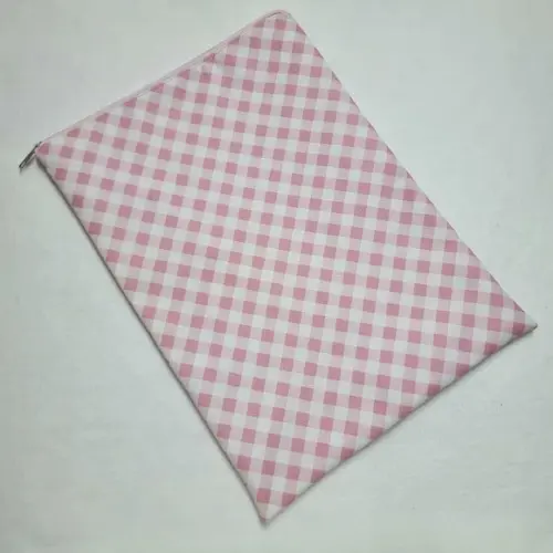 Saco Impermeável para Roupas 28x40 com Zíper - Xadrez Rosa