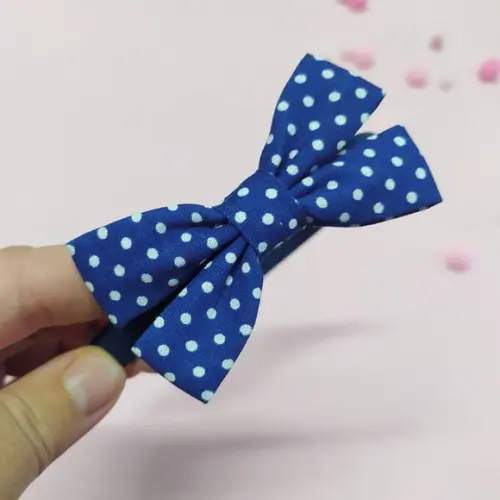 Tiara com Laço Libélula Azul Escuro Poá