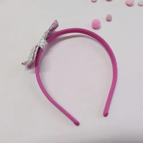 Tiara com Laço Libélula Mini Floral Rosa, Branco e Verde