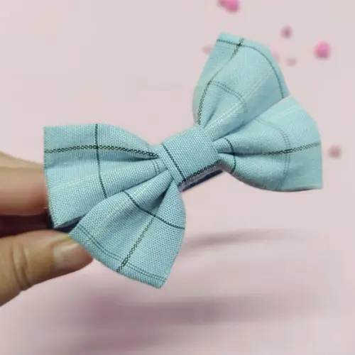 Tiara com Laço Libélula Xadrez Azul