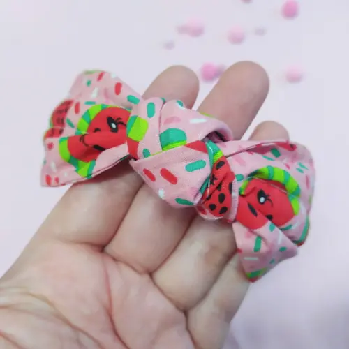 Tiara com Nó Melancia Rosa, Verde e Vermelha