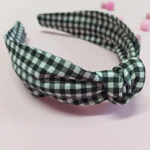 Tiara com Nó Xadrez Preto e Branco