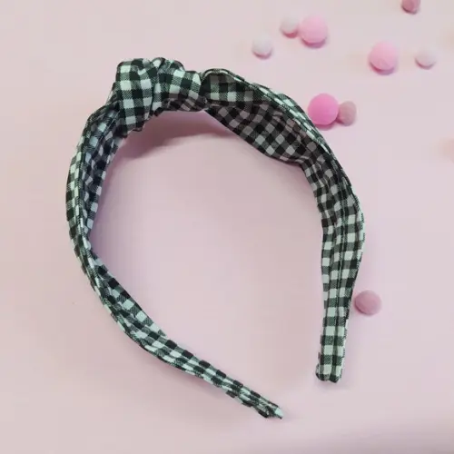 Tiara com Nó Xadrez Preto e Branco