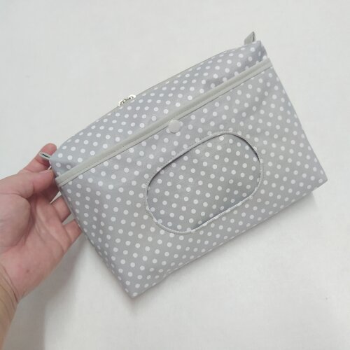 Necessaire Porta Fraldas e Lenço Umedecido - Cinza Poá
