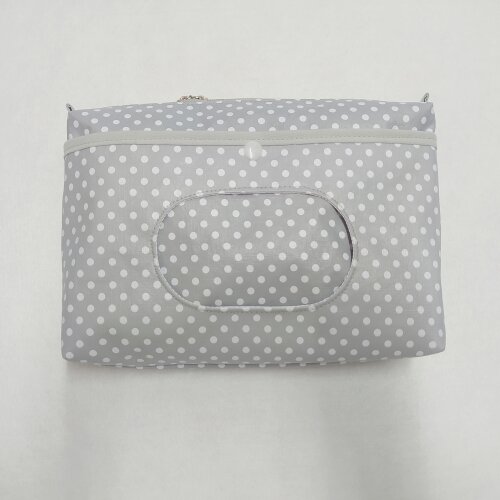 Necessaire Porta Fraldas e Lenço Umedecido - Cinza Poá