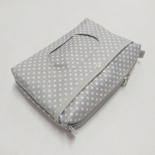 Necessaire Porta Fraldas e Lenço Umedecido - Cinza Poá