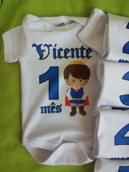kit 12 body mesversário personalizado