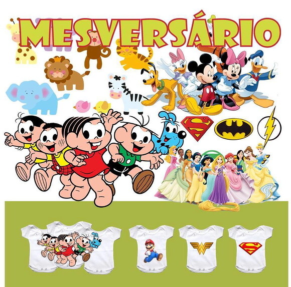 kit 12 body mesversário personalizado