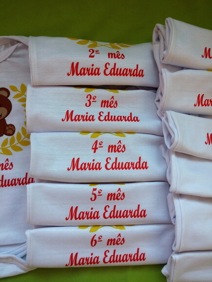 kit 12 body mesversário personalizado