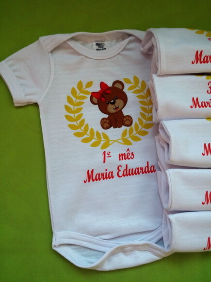 kit 12 body mesversário personalizado