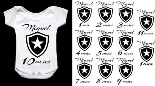 kit 12 body mesversário personalizado