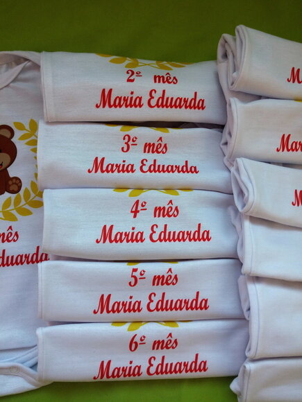 kit 12 body mesversário personalizado