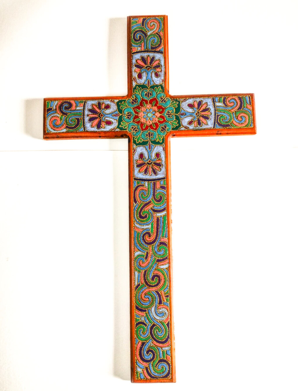 Cruz decorativa em madeira peroba artesanato grande