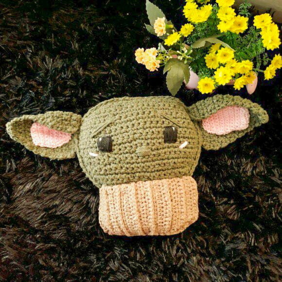 Almofada Decorativa Personalizada Crochê Naninha Baby Yoda