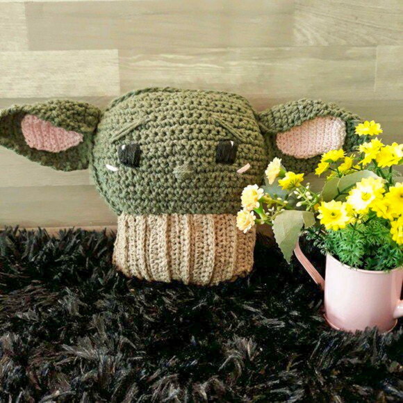 Almofada Decorativa Personalizada Crochê Naninha Baby Yoda