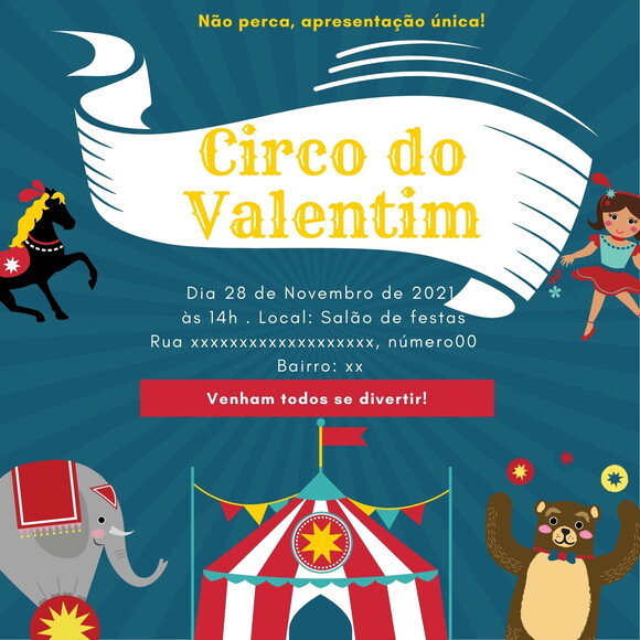 Arte Digital Convite- Circo