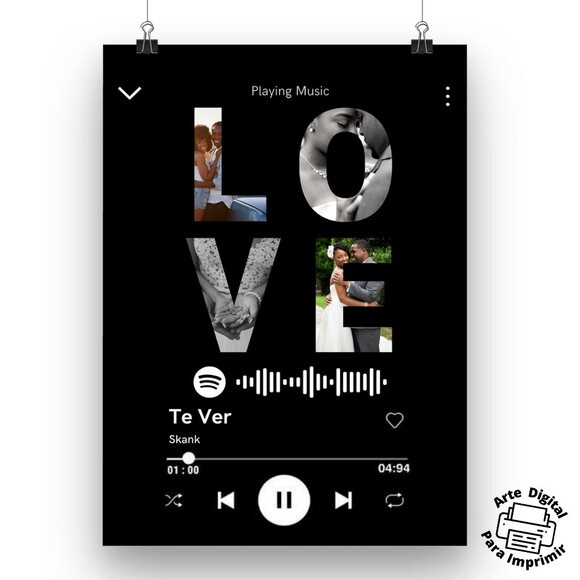 Arte Digital Quadro Personalizado Nossa Música Love Spotify