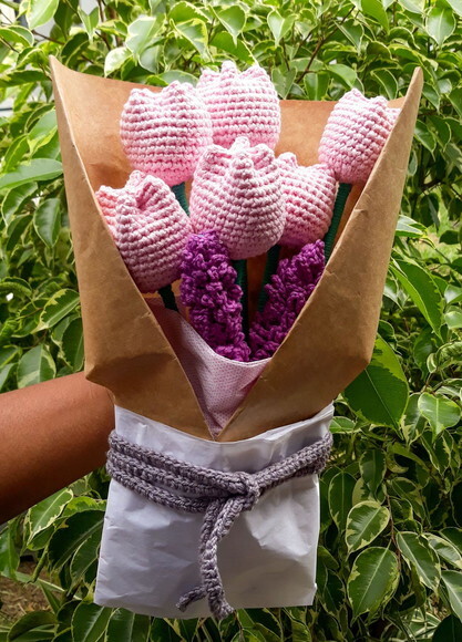 Buquê Tulipas e Lavanda de Crochê