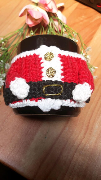 Capa Noel - Protetor de Caneca em Crochê - Cozy Mug